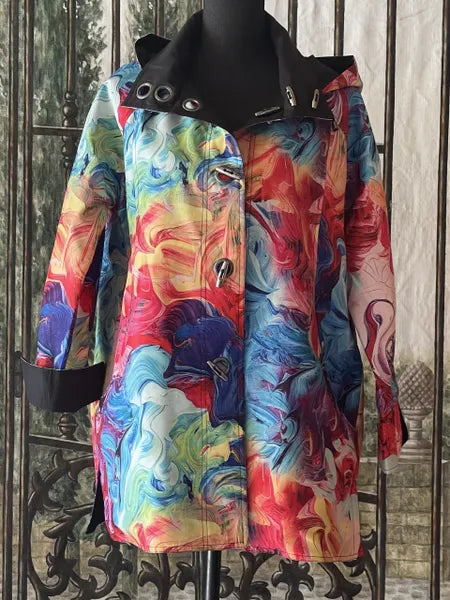 Oopera Paint Swirl Wearable Art Rain Jacket-J4240RW-1