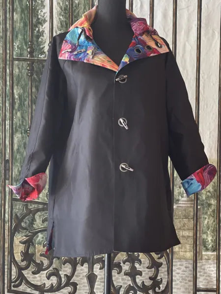 Oopera Paint Swirl Wearable Art Rain Jacket-J4240RW-1