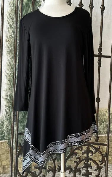 Gardy Rhinestone Lined Asymmetrical Tunic-8982
