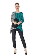 IC Collection Striped Tunic Black,White,Teal-IC-4210T