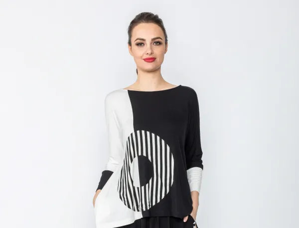 IC Collection Black & White Fun Tunic-IC-4251T
