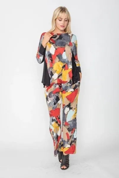 IC Collection Relaxed-Fit Abstract Art Swing Top-IC-5440T