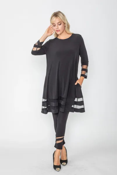 Soft Knit Mesh Tunic 2517T-BLACK
