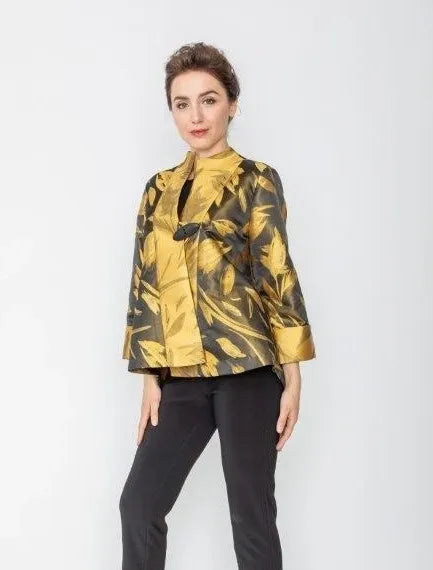 IC Collection Palm Leaf Print Jacket-IC-5374J