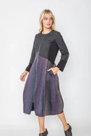 IC Collection Split Fabric Full Zip Dress-IC-5432D