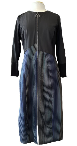 IC Collection Split Fabric Full Zip Dress-IC-5432D