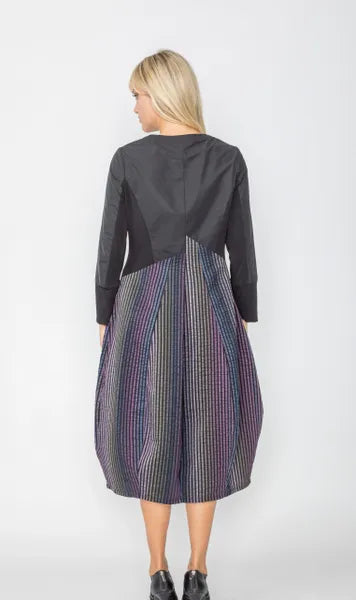 IC Collection Split Fabric Full Zip Dress-IC-5432D