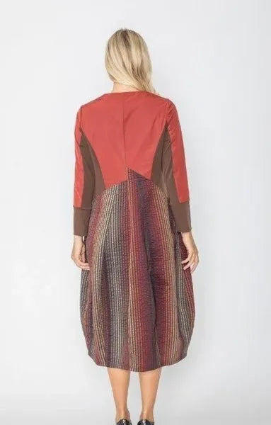 IC Collection Split Fabric Full Zip Dress-IC-5432D