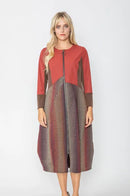 IC Collection Split Fabric Full Zip Dress-IC-5432D