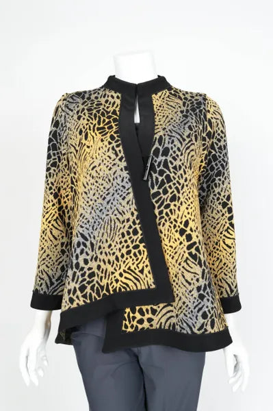 IC Collection Animal-Print Jacquard Jacket-IC-5460J