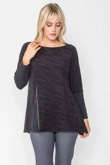 IC Collection Textured Zipper Tunic | Unique Apparel USA