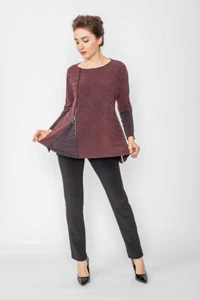 IC Collection Textured Zipper Tunic-IC-5369T