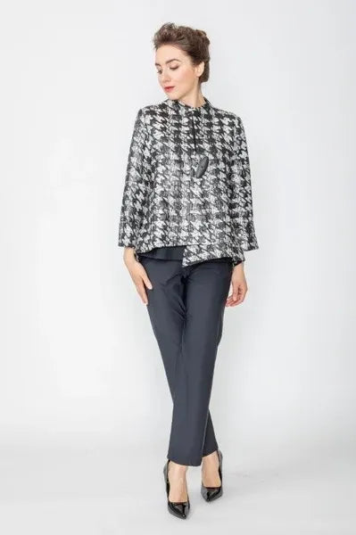 IC Collection Asymmetric Classic Black & White Jacket-IC-5376J