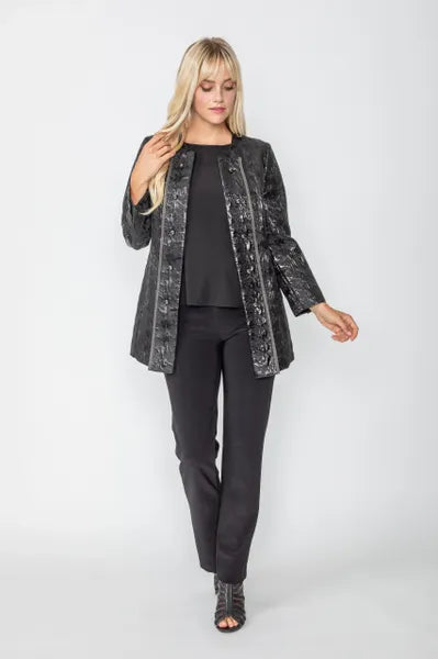 IC Collection Button Back Jacket with Metallic Edging-IC-5372J