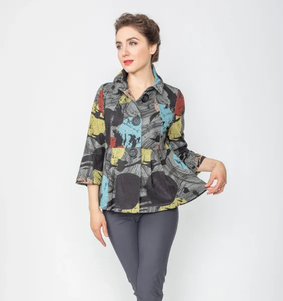 IC Collection Paint Splatter Graphic Button Down Jacket-IC-5554J