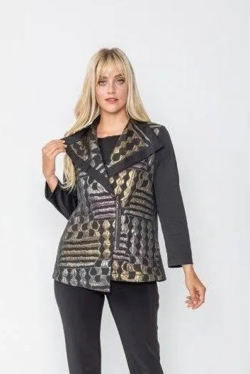 IC Collection Multi Pattern Large Collar Jacket | Unique Apparel USA