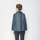 IC Collection Striped Textured Large Collar Jacket-IC-5406J