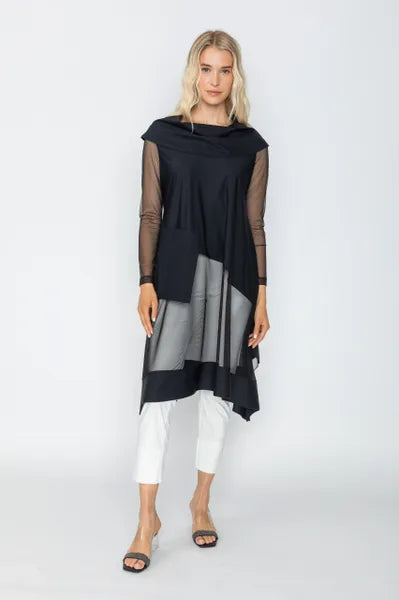 IC Collection Sheer Cowl Neck Tunic/Dress-IC-5638T-DUP