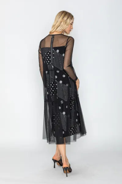 IC Collection Sheer Polka Dot Dress-IC-5627D