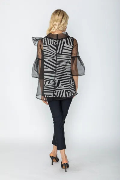 IC Collection Sheer Multi Stripe Top-IC-5624T