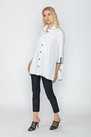 IC Collection White Trim Blouse-IC-5661B