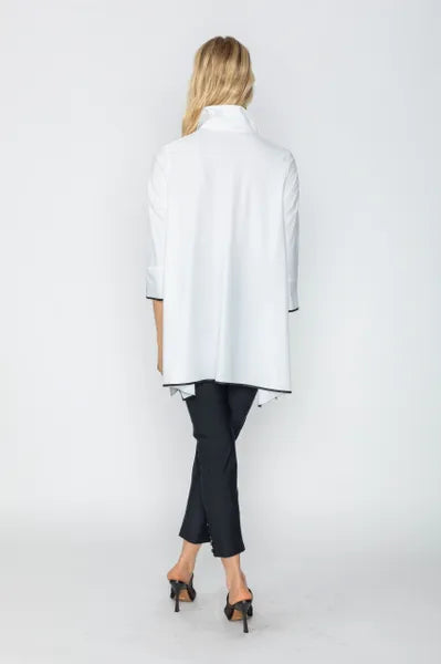 IC Collection White Trim Blouse-IC-5661B