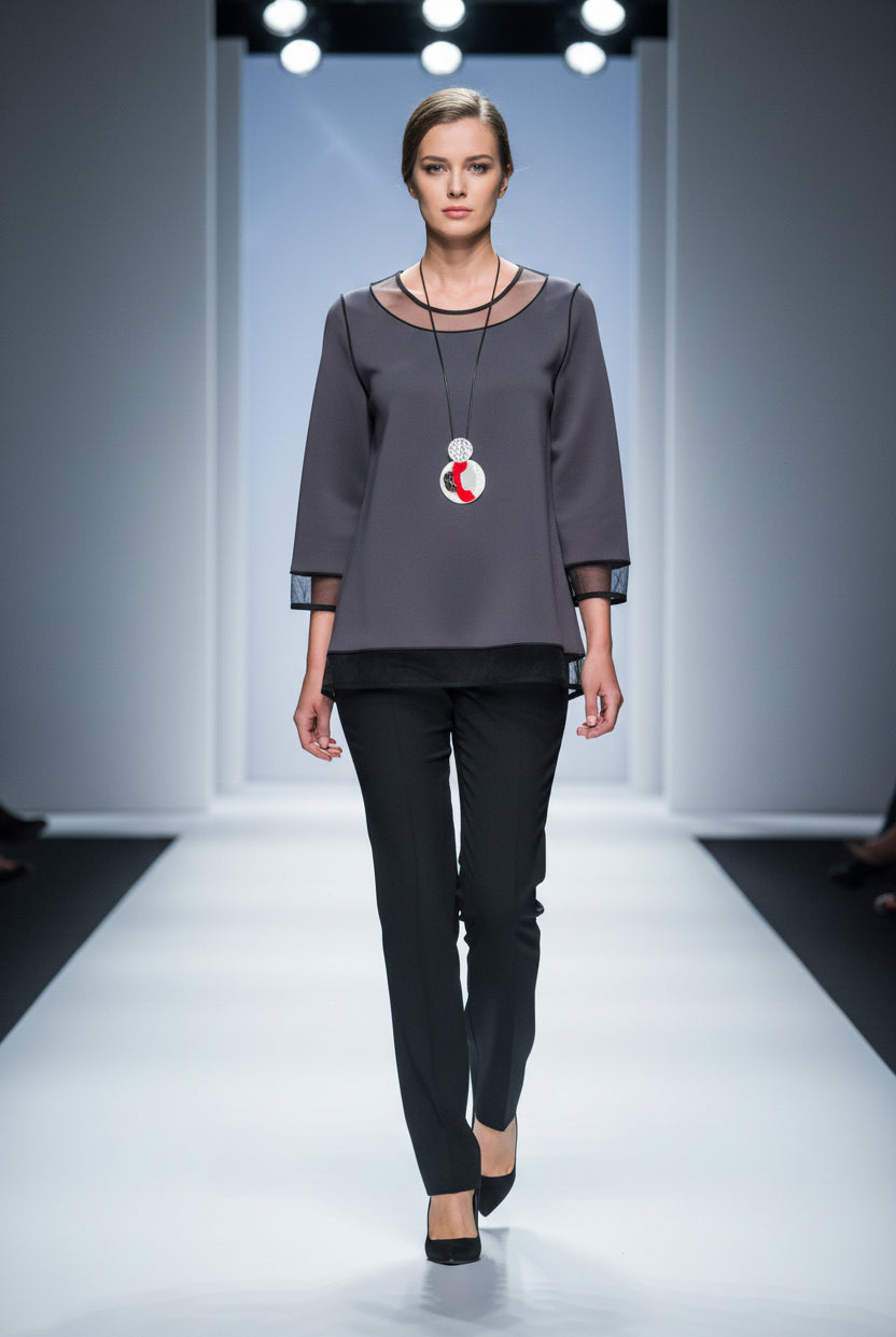 IC Collection Mesh Neckline Top IC | Unique Apparel USA