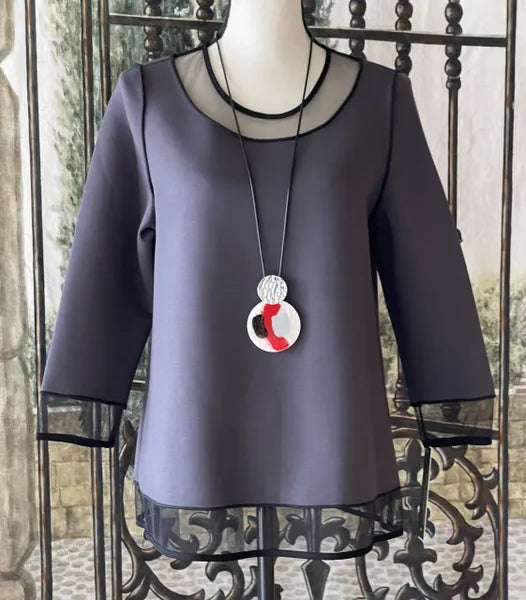 IC Collection Mesh Neckline Tunic IC-1001T