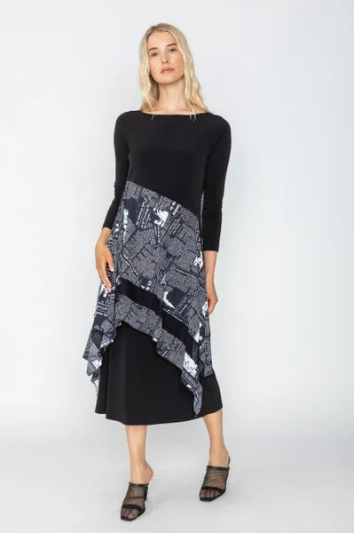 IC Collection Newspaper Print Dress-IC-4506D