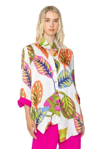 IC Collection Tropical Asymmetrical Blouse | Unique Apparel USA