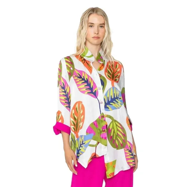 IC Collection Tropical Asymmetrical Blouse-IC-5750B