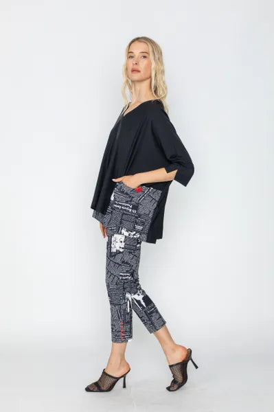 IC Collection Dark Newspaper Print Legging-IC-4495P