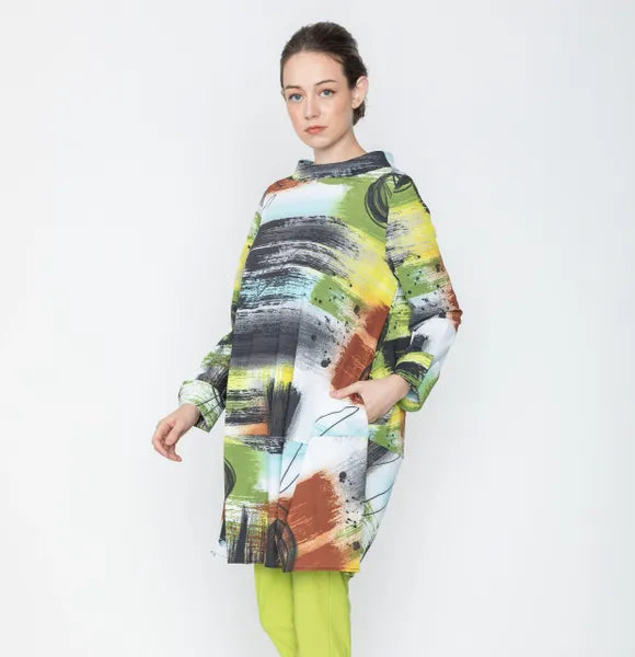 IC Collection Two Pocket Abstract Print Tunic-IC-5686T