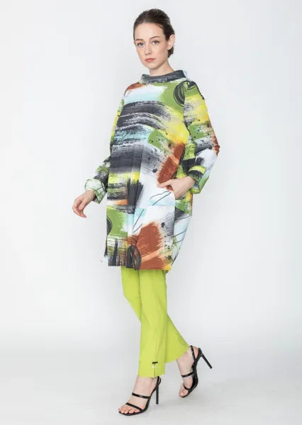 IC Collection Two Pocket Abstract Print Tunic-IC-5686T