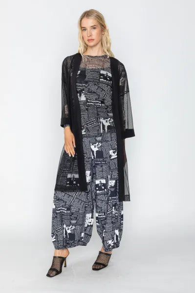IC Collection Wide Leg Newspaper Print Pant-IC-5690P