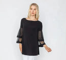 IC Collection Mesh Double Ruffle Sleeve Top-IC-5599T