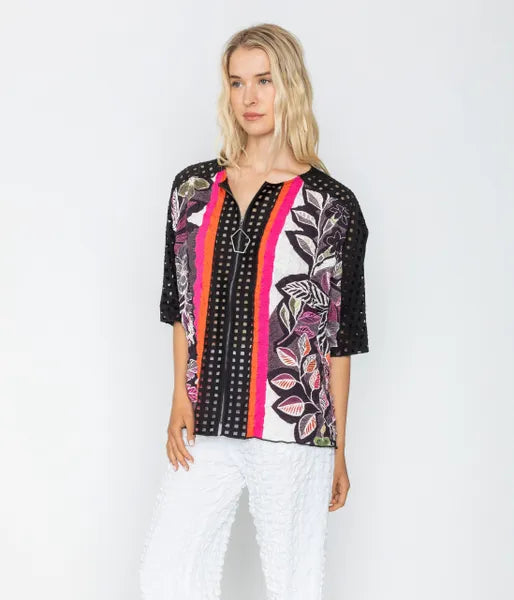 IC Collection Tropical Zip Up Tunic-IC-5772T