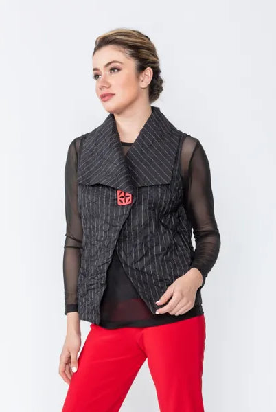 IC Collection Pinstripe Single Button Vest | Unique Apparel USA