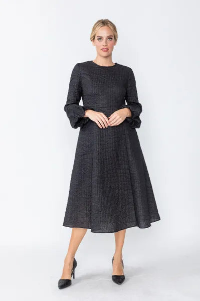 IC Collection Long Sleeve Puckered Dress-IC-4622D
