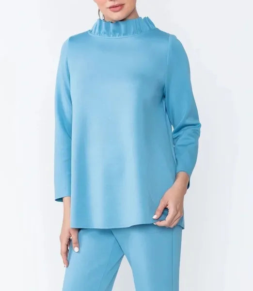 IC Collection Back Ribbon Ruffle Collar Top-IC-4580T