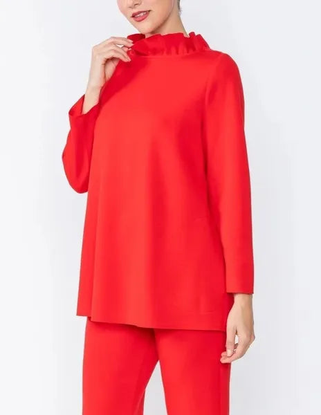 IC Collection Back Ribbon Ruffle Collar Top-IC-4580T