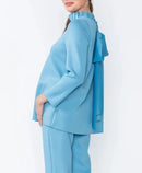 IC Collection Back Ribbon Ruffle Collar Top-IC-4580T