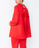 IC Collection Back Ribbon Ruffle Collar Top-IC-4580T