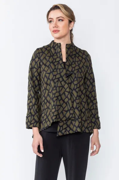 IC Collection Geometric Jacquard One Button Jacket-IC-5106J