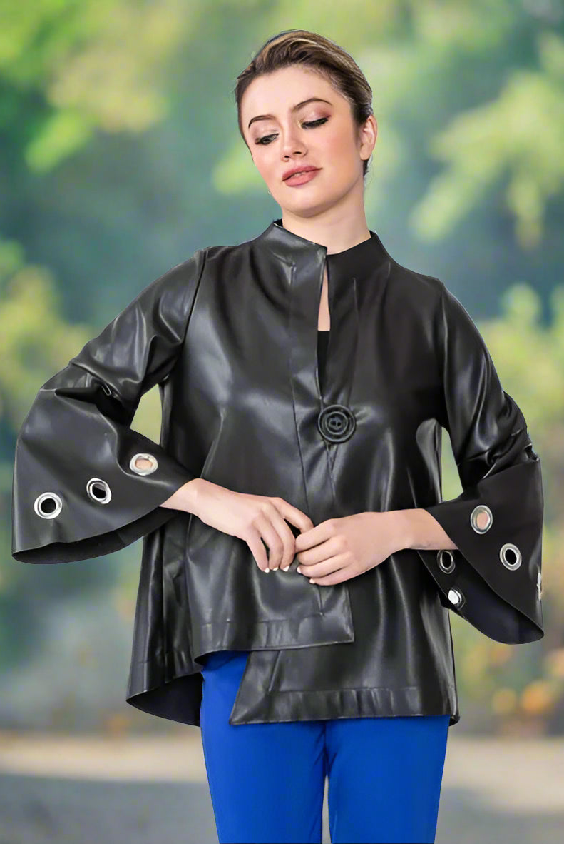IC Collection Vegan Leather One Button Jacket | Unique Apparel USA