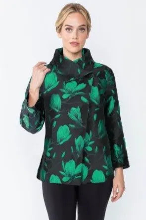 IC Collection High Collar Jacquard Jacket-IC-5841J