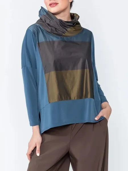 IC Collection Hi Collar Asymmetrical Tunic-IC-5100T