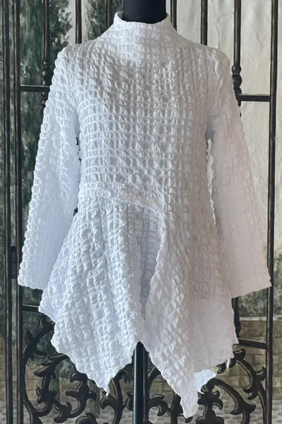 IC Collection Pucker Mock Neck Top-IC-4616T