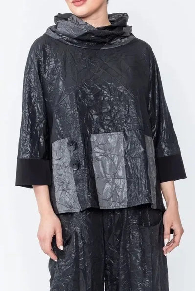 IC Collection Crinkled Cowl Neck Top | Unique Apparel USA