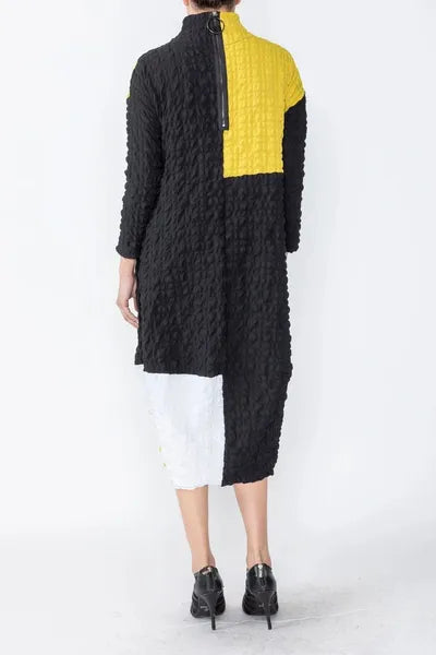 IC Collection Color Black Mock Neck Dress-IC-6004D